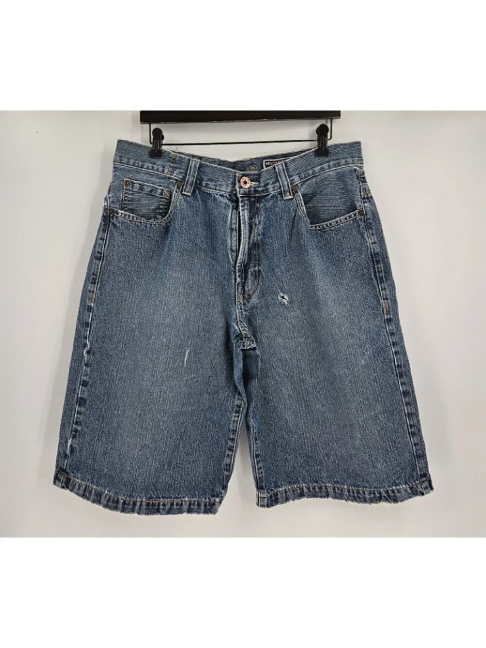 Enyce Men's Sz 36 Blue Denim Jorts Baggy Y2K Hip Hop Jean Shorts Embroidered